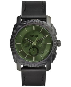 Fossil Men's Chronograph Machine Black Leather Strap Watch 45mm Fs5190