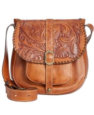 Patricia Nash Burnished Tooled Barcelona Saddle Bag