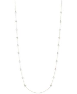 Anne Klein Imitation Pearl And Pave Cluster Long Necklace