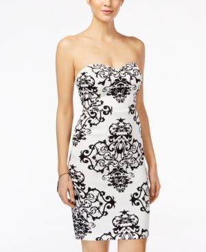 B Darlin Juniors' Printed Strapless Sheath Dress