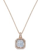 Diamond Square Pendant Necklace (5/8 Ct. T.w.) In 14k Rose And White Gold