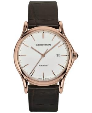 Emporio Armani Men's Swiss Automatic Dark Brown Leather Strap Watch 42mm Ars3012