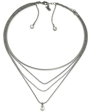 Abs By Allen Schwartz Crystal Multi-row Choker Necklace