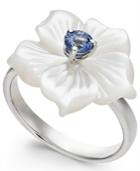 Mother-of-pearl & Tanzanite (1/4 Ct. T.w.) Flower Statement Ring In Sterling Silver