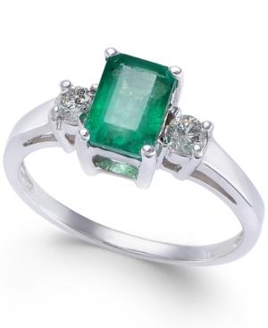 Emerald (9/10 Ct. T.w.) & Diamond (1/6 Ct. T.w.) Ring In 14k White Gold