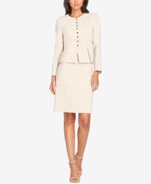 Tahari Asl Pleated Peplum Skirt Suit