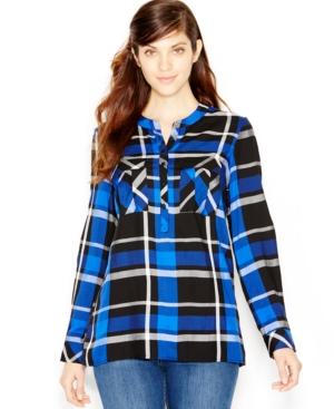 Kensie Long-sleeve Plaid Shirt