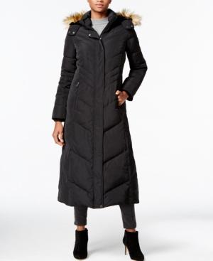 Jones New York Faux-fur-trim Hooded Down Maxi Coat