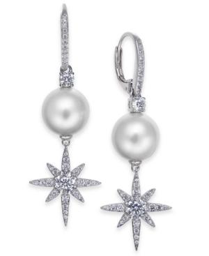 Danori Silver-tone Crystal Star & Imitation Pearl Drop Earrings, Created For Macy's