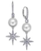 Danori Silver-tone Crystal Star & Imitation Pearl Drop Earrings, Created For Macy's