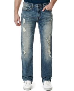 Buffalo David Bitton Men's Six-x Stretch Slim-straight-fit Destroyed Indigo Wash Jeans