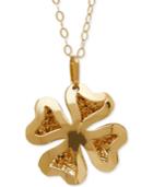 Textured Four-leaf Clover Pendant Necklace In 10k Gold