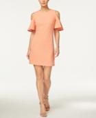 Calvin Klein Petite Cold-shoulder Ruffled Sheath
