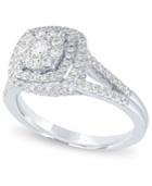 Diamond Halo Cluster Ring (1 Ct. T.w.) In 14k White Gold