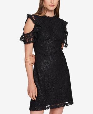 Tommy Hilfiger Cold-shoulder Glitter Lace Dress, Created For Macy's