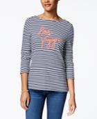 Charter Club Striped Bon Voyage Graphic Top, Only At Macy's