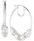 Nine West Silver-tone Metal Mingle Hoop Earrings