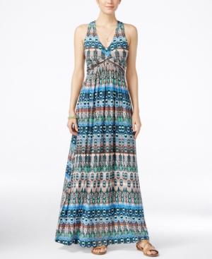 Jessica Simpson Juniors' Emilia Printed Lace-back Maxi Dress