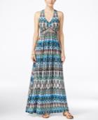 Jessica Simpson Juniors' Emilia Printed Lace-back Maxi Dress