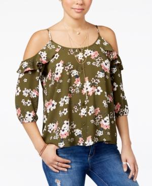 Hippie Rose Juniors' Cold-shoulder Blouse