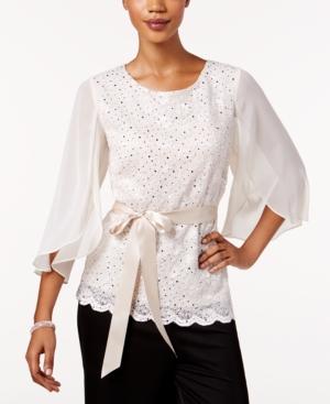 Connected Sequined Lace & Chiffon Top
