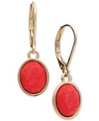 Anne Klein Gold-tone Faceted Stone Drop Earrings