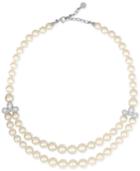 Majorica Sterling Silver Imitation Pearl Double Row Collar Necklace