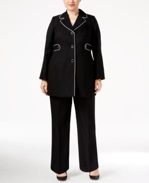 Le Suit Plus Size Three-button Stretch-knit Pantsuit