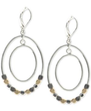Nine West Tri-tone Beaded Orbital Drop Earrings