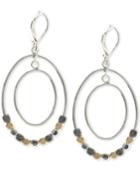 Nine West Tri-tone Beaded Orbital Drop Earrings