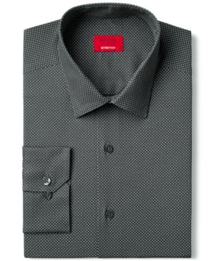 Alfani Spectrum Slim-fit Charcoal Pindot Print Dress Shirt, Only At Macy's