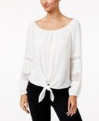 Thalia Sodi Tie-front Lace-inset Top, Only At Macy's