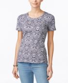 Charter Club Pima Cotton Medallion-print T-shirt, Only At Macy's