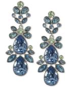 Givenchy Silver-tone Blue Crystal Teardrop Chandelier Earrings