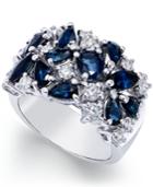 Sapphire (3-1/6 Ct. T.w.) And Diamond (7/8 Ct. T.w.) Wide Ring In 14k White Gold