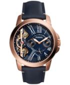 Fossil Men's Chronograph Grant Blue Leather Strap Watch 44mm Me1162
