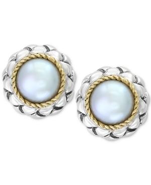 Effy Cultured Freshwater Pearl (8mm) Stud Earrings In Sterling Silver & 18k Gold