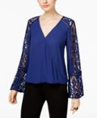 Inc International Concepts Petite Lace-trim Surplice Top, Only At Macy's