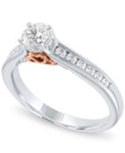 Diamond Two-tone Halo Engagement Ring (1/2 Ct. T.w.) In 14k Rose And White Gold