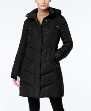 Calvin Klein Hooded Quilted Colorblock Water Resistant Puffer Coat