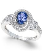 Tanzanite (7/8 Ct. T.w.) And Diamond (3/8 Ct. T.w.) Ring In 10k White Gold