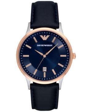 Emporio Armani Men's Renato Blue Leather Strap Watch 43mm Ar2506