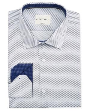 Con. Struct Men's Slim-fit White And Blue Floral-print Dress Shirt