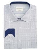 Con. Struct Men's Slim-fit White And Blue Floral-print Dress Shirt