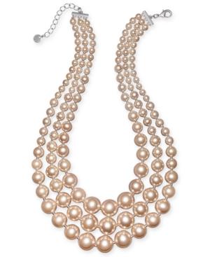 Charter Club Imitation Pearl Three-layer Pearl Statement Necklace, Created For Macy's