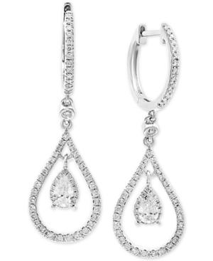 Effy Diamond Teardrop Hoop Drop Earrings (3/4 Ct. T.w.) In 14k White Gold