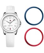 Tommy Hilfiger Women's Casual Sport White Silicone Strap Watch And Interchangeable Bezels Set 34mm 1781680