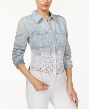 Guess Charlotte Denim Lace-contrast Shirt