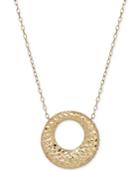 Textured Open Disc Pendant Necklace In 10k Gold