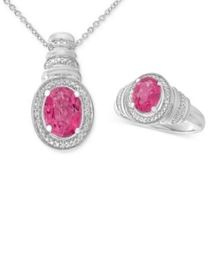 Pink Topaz (3 Ct. T.w.) & Diamond Accent Pendant Necklace And Matching Ring In Sterling Silver